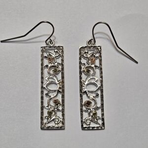 Black Hills Sterling Silver 12K Gold Rectangle Leaves Earrings